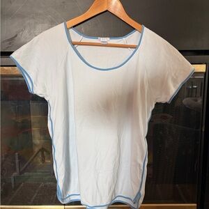 LAKE Light Blue and White Striped Women's Pajama Shirt